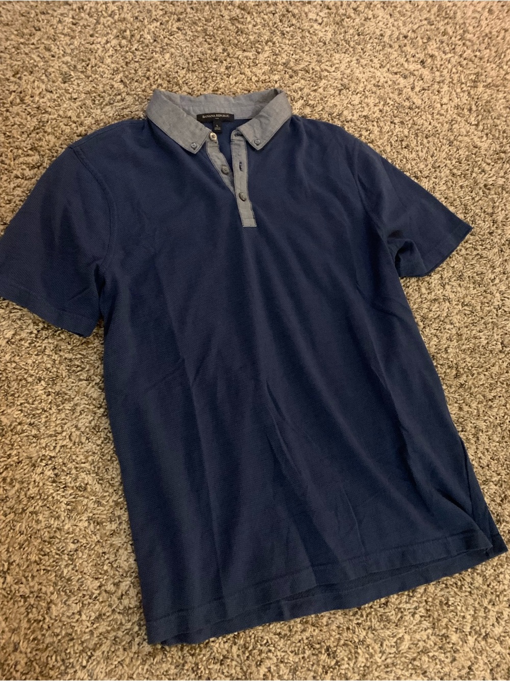Banana Republic Navy Polo with Chambray Collar